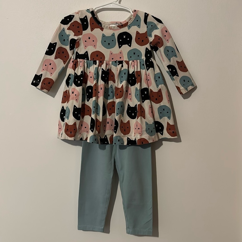 Hanna Andersson skater dress & leggings, size 12-18 months